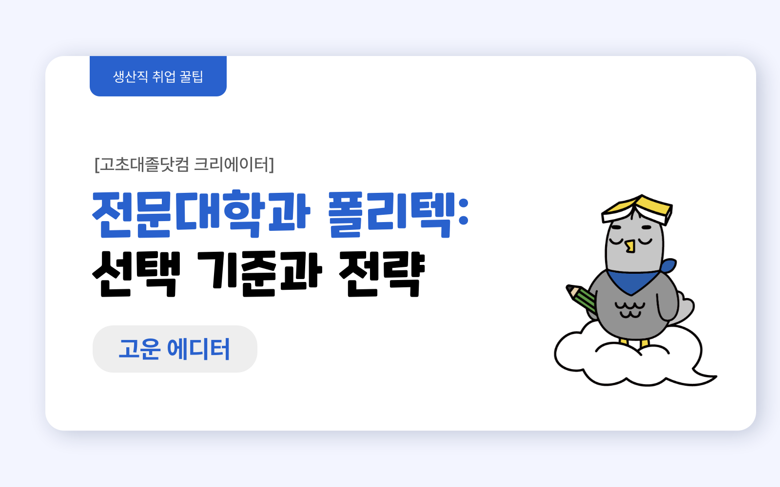 전문대학과 폴리텍: 선택 기준과 전략